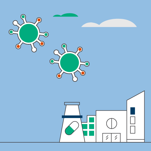 Graphic image of cells and manufacturing facilities