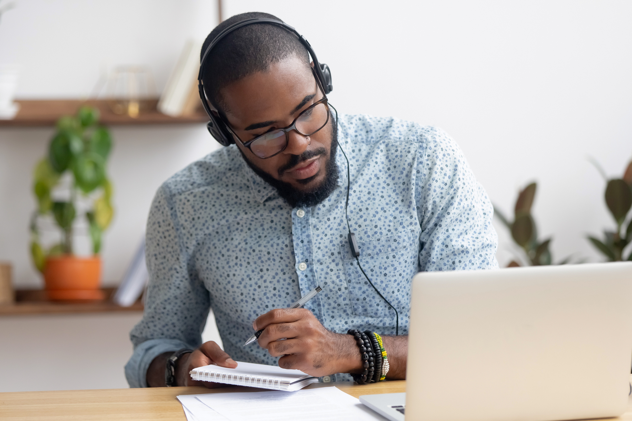 Diverse man on computer