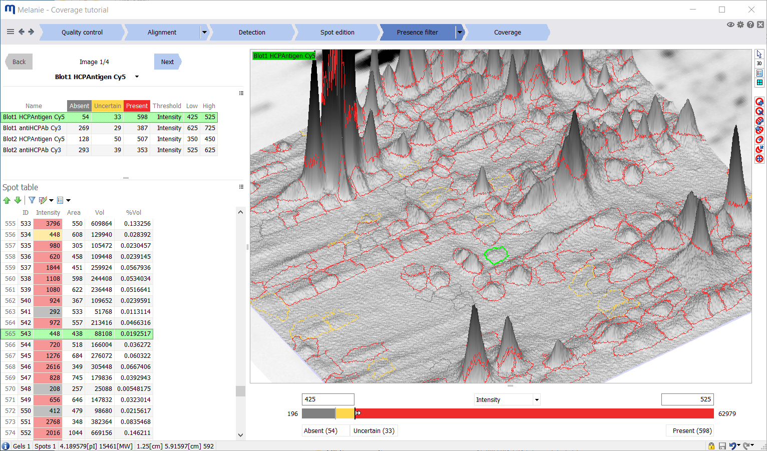 Melanie 9 coverage software spot patterns screen image
