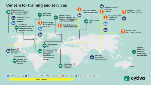 Cytiva collaboration centers map